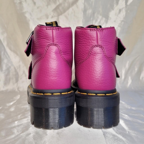 Dr. Martens Devon Heart leather platform boots  in Fuschia Pink - Picture 5 of 7